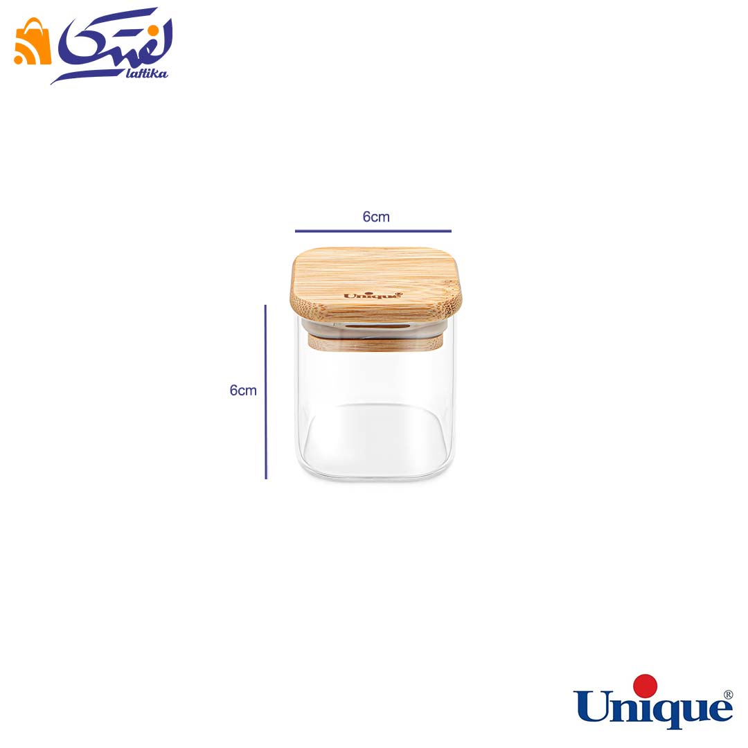 خرید جا ادویه یونیک درب چوبی 6 سانتی متر UN-1770