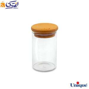 ظرف ادویه شیشه ای یونیک 9.5 سانتی متری درب چوبی UN-1752