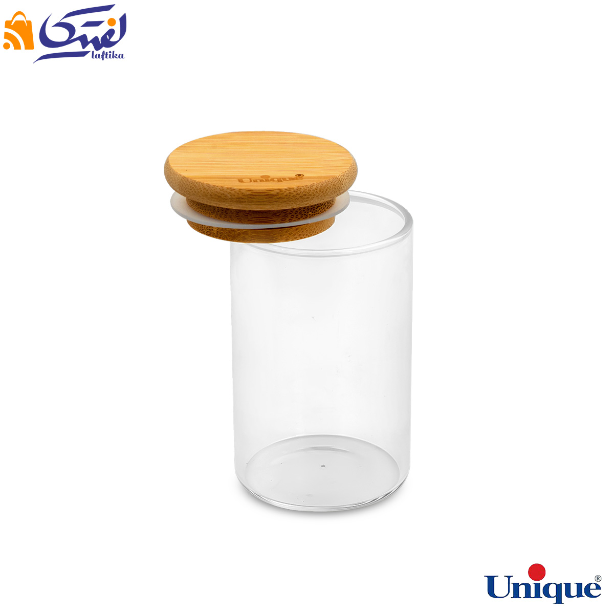 ظرف ادویه شیشه ای یونیک 9.5 سانتی متری درب چوبی
