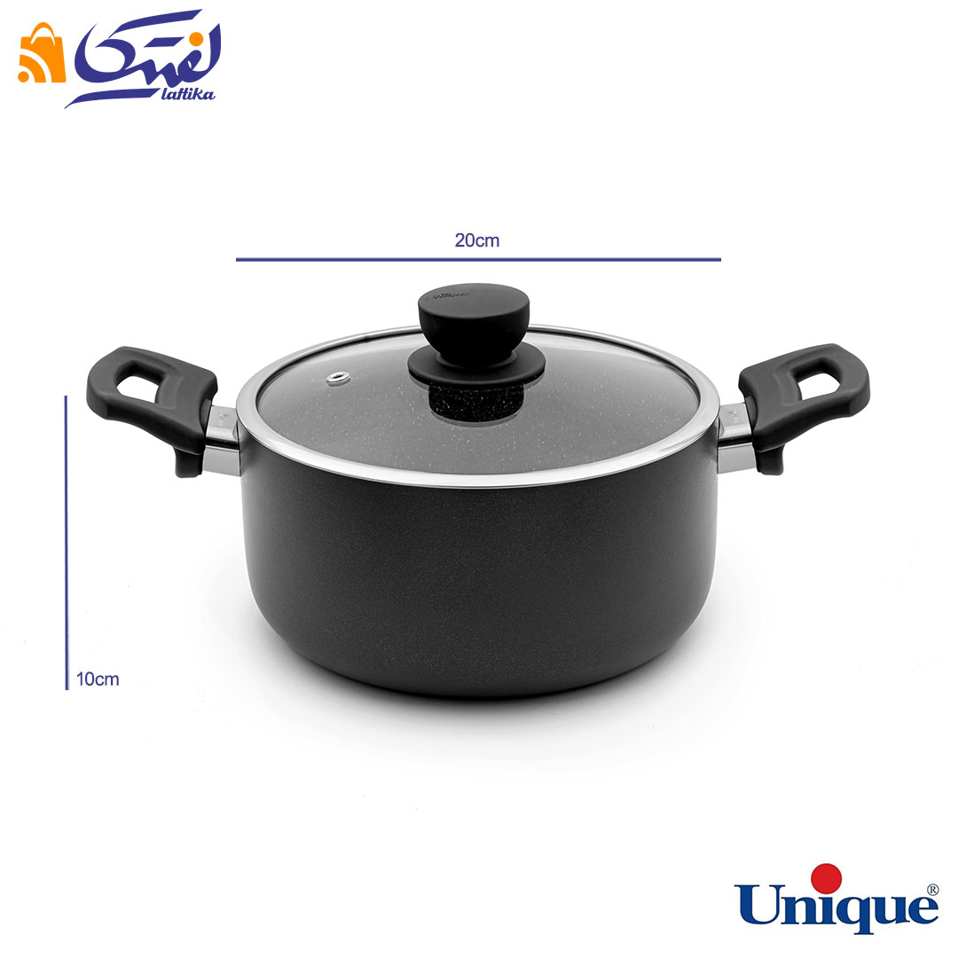 ابعاد قابلمه یونیک UN-8105 کف گرانیت مشکی