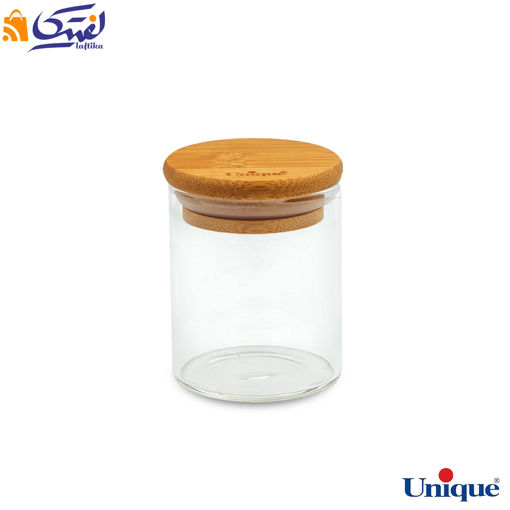جا ادویه شیشه ای یونیک 7.5 سانتی متری درب چوبی UN-1754