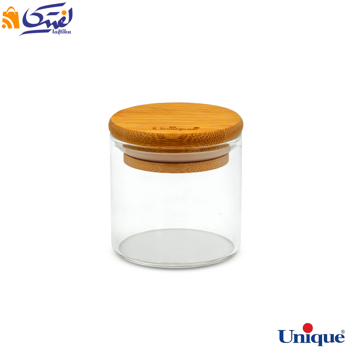 ظرف ادویه شیشه ای یونیک 6 سانتی متری درب چوبی UN-1756