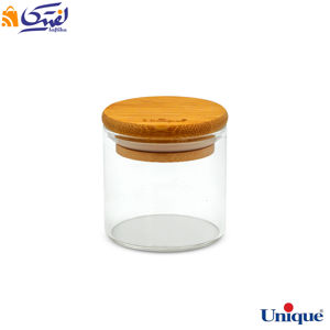 ظرف ادویه شیشه ای یونیک 6 سانتی متری درب چوبی UN-1756