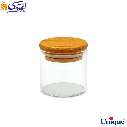 جا ادویه شیشه ای یونیک 6 سانتی متری درب چوبی UN-1756