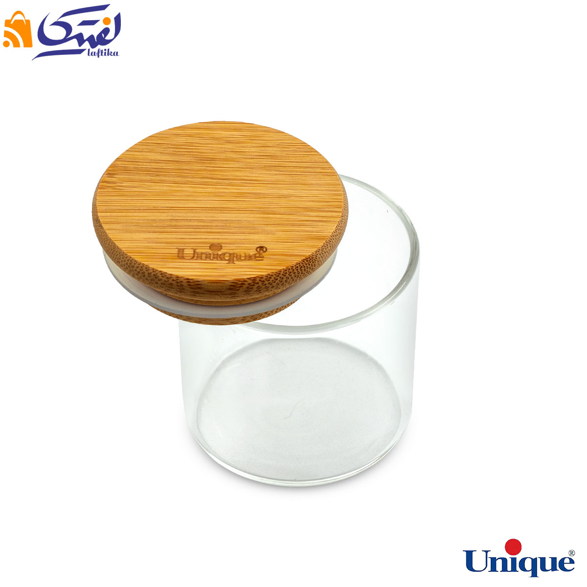ظرف ادویه شیشه ای یونیک 6 سانتی متری درب چوبی