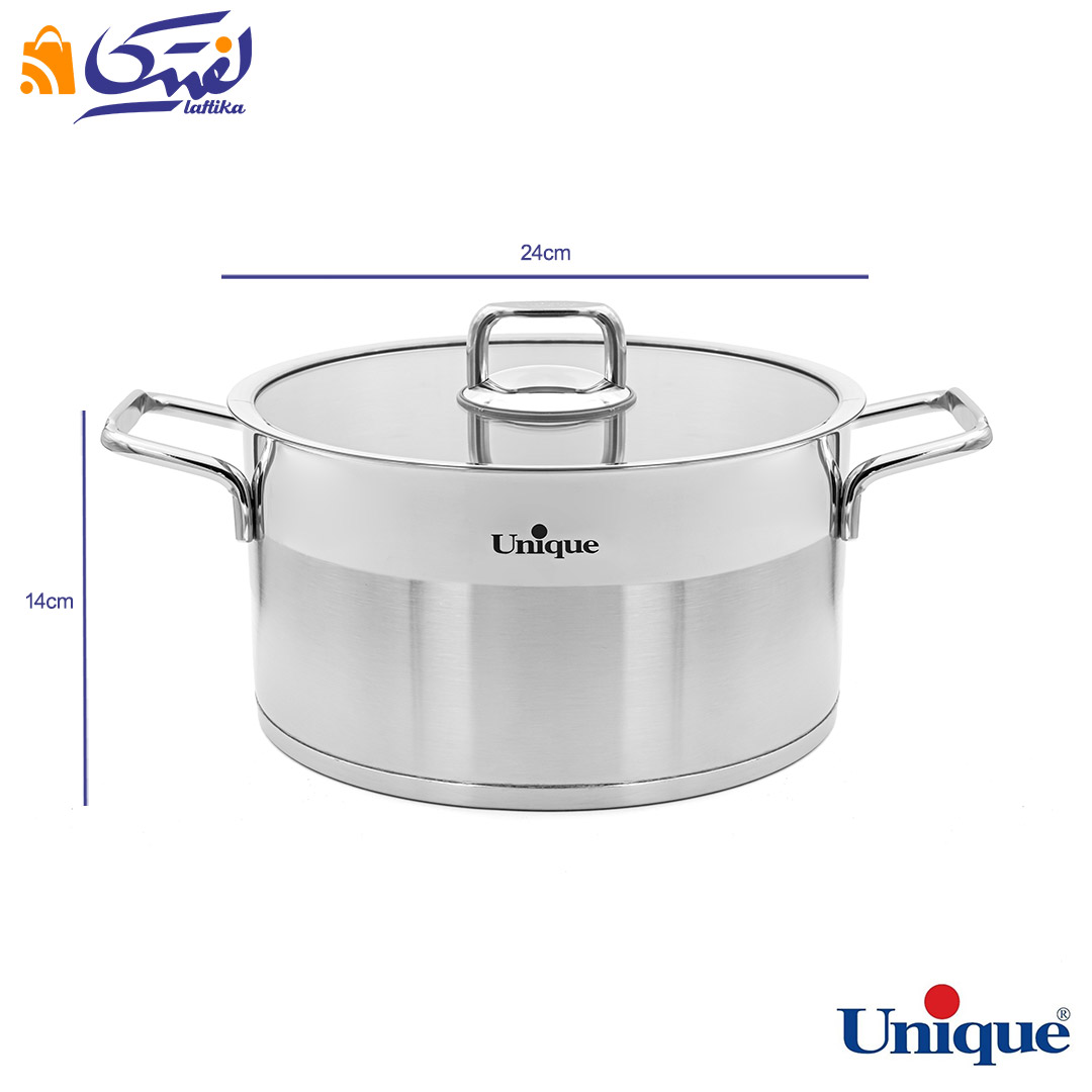 خرید سرویس قابلمه یونیک 8 پارچه تمام استیل مدل فلت UN-9990