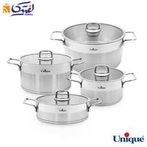 سرویس قابلمه UN-9990 یونیک 8 پارچه تمام استیل مدل فلت
