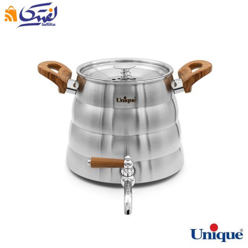 قیمت کتری و قوری یونیک UN-7250 شیر دار استیل 4 لیتری دسته چوبی