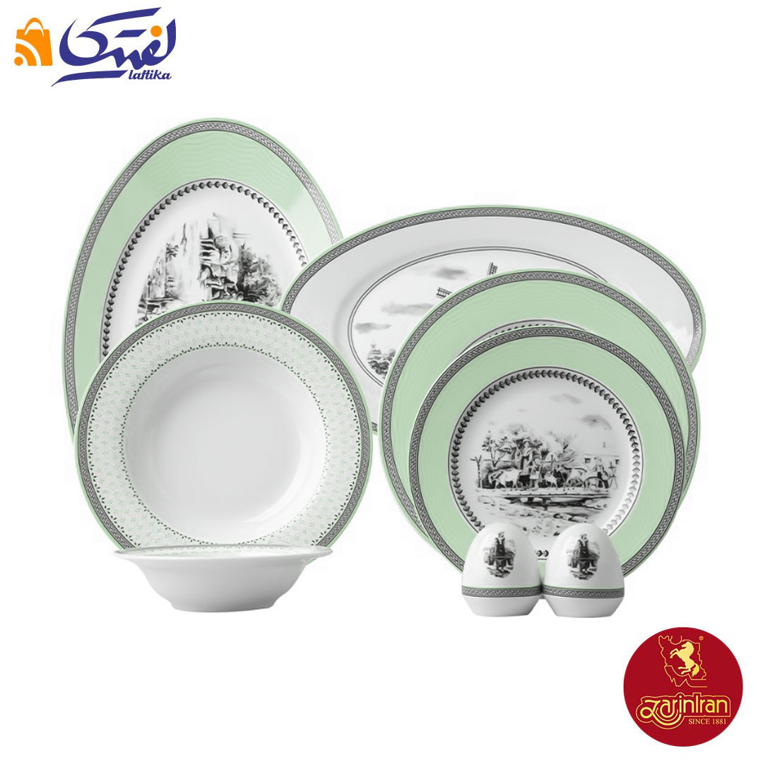 سرویس 28 ویلیج سبز چینی زرین ایتالیا اف 6 نفره
