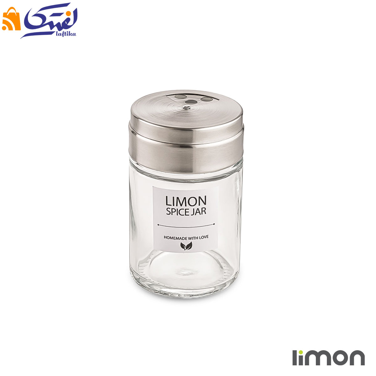 جا ادویه شیشه ای درب استیل 140 سی سی لیمون 2383
