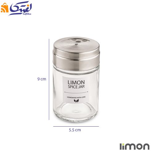 ابعاد جا ادویه شیشه ای درب استیل 140 سی سی لیمون