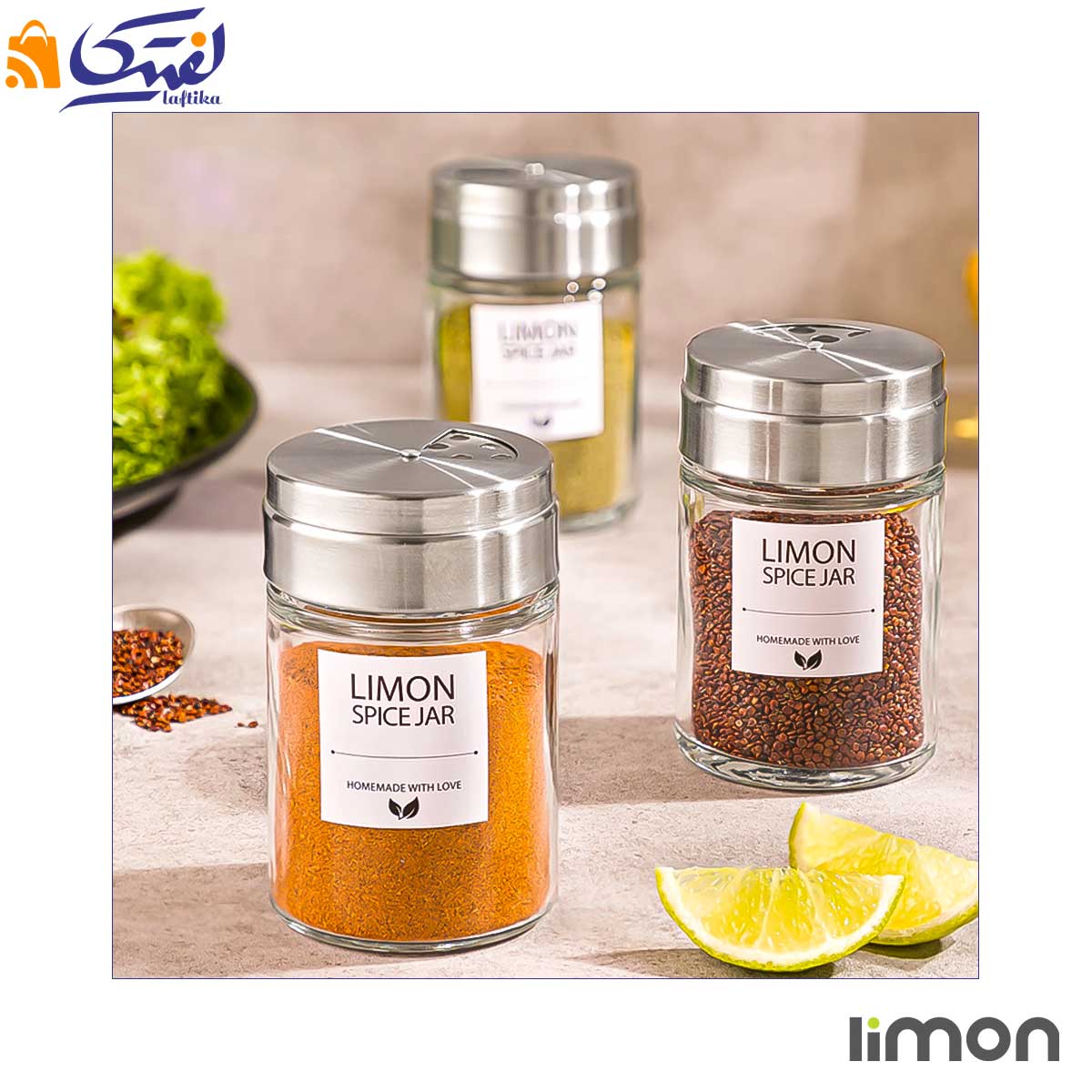 جا ادویه شیشه ای درب استیل