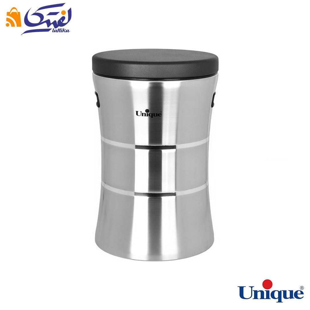 خرید سرویس آشپزخانه 18 پارچه یونیک کمرباریک استیل با درب مشکی UN-4620
