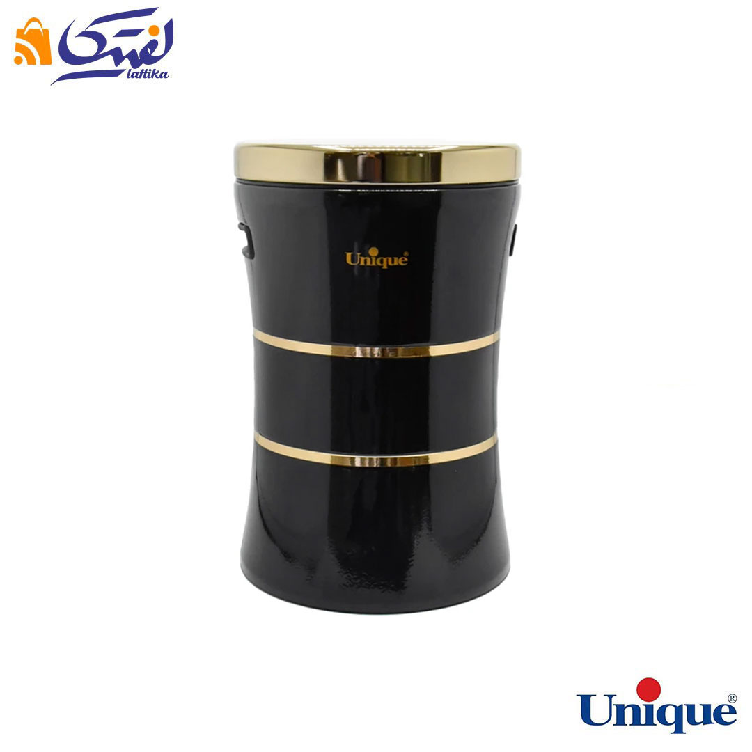 خرید سرویس آشپزخانه 18 پارچه یونیک کمر باریک خطی مشکی براق طلا UN-4698