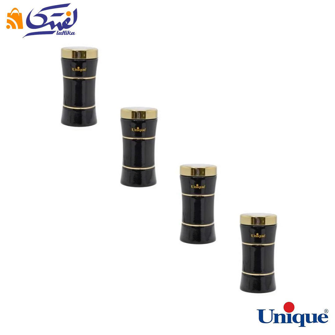 ست سرویس آشپزخانه 18 پارچه یونیک کمر باریک خطی مشکی براق طلا UN-4698