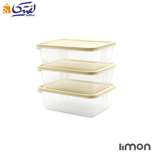 ظرف مستطیل پلاستیکی 1.3 لیتر 3 عددی لیمون 2406