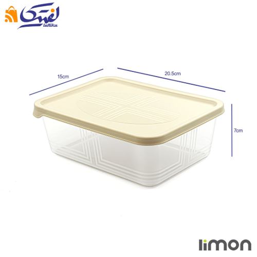 ابعاد ظرف مستطیل پلاستیکی 1.3 لیتر 3 عددی لیمون 2406