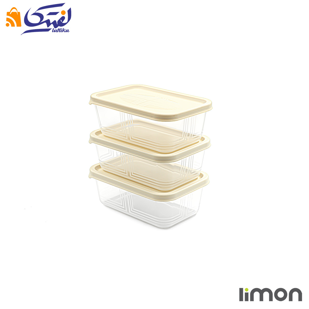 ظرف نگهدارنده مستطیل 550 میلی لیتر 3 عددی لیمون 2405