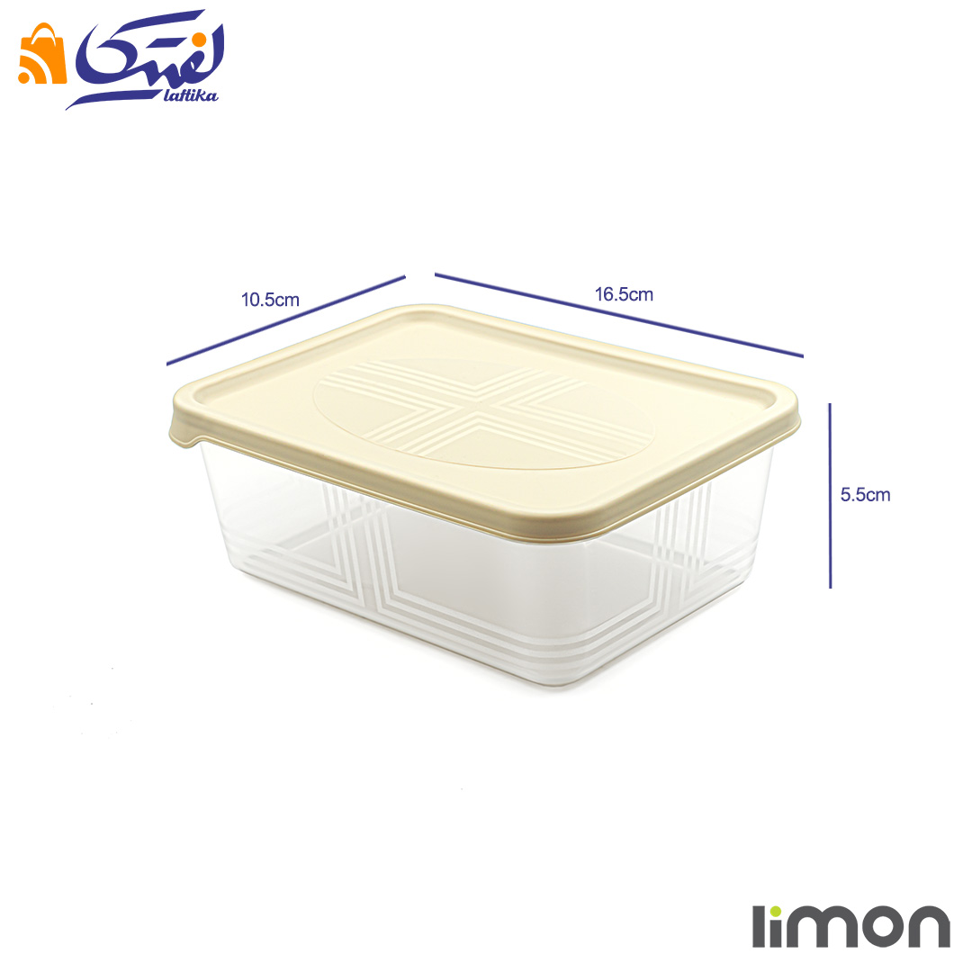 ابعاد ظرف نگهدارنده مستطیل 550 میلی لیتر 3 عددی لیمون 2405