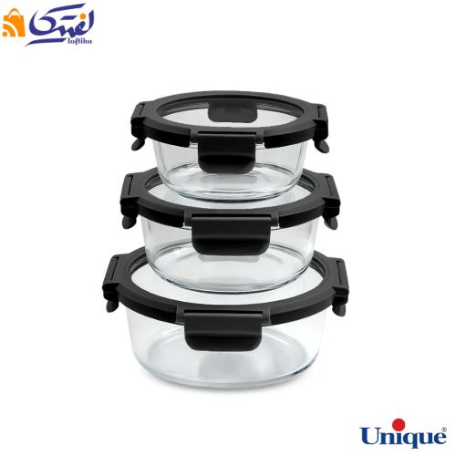ظرف غذا گرد 3 عددی پیرکس یونیک UN-1404