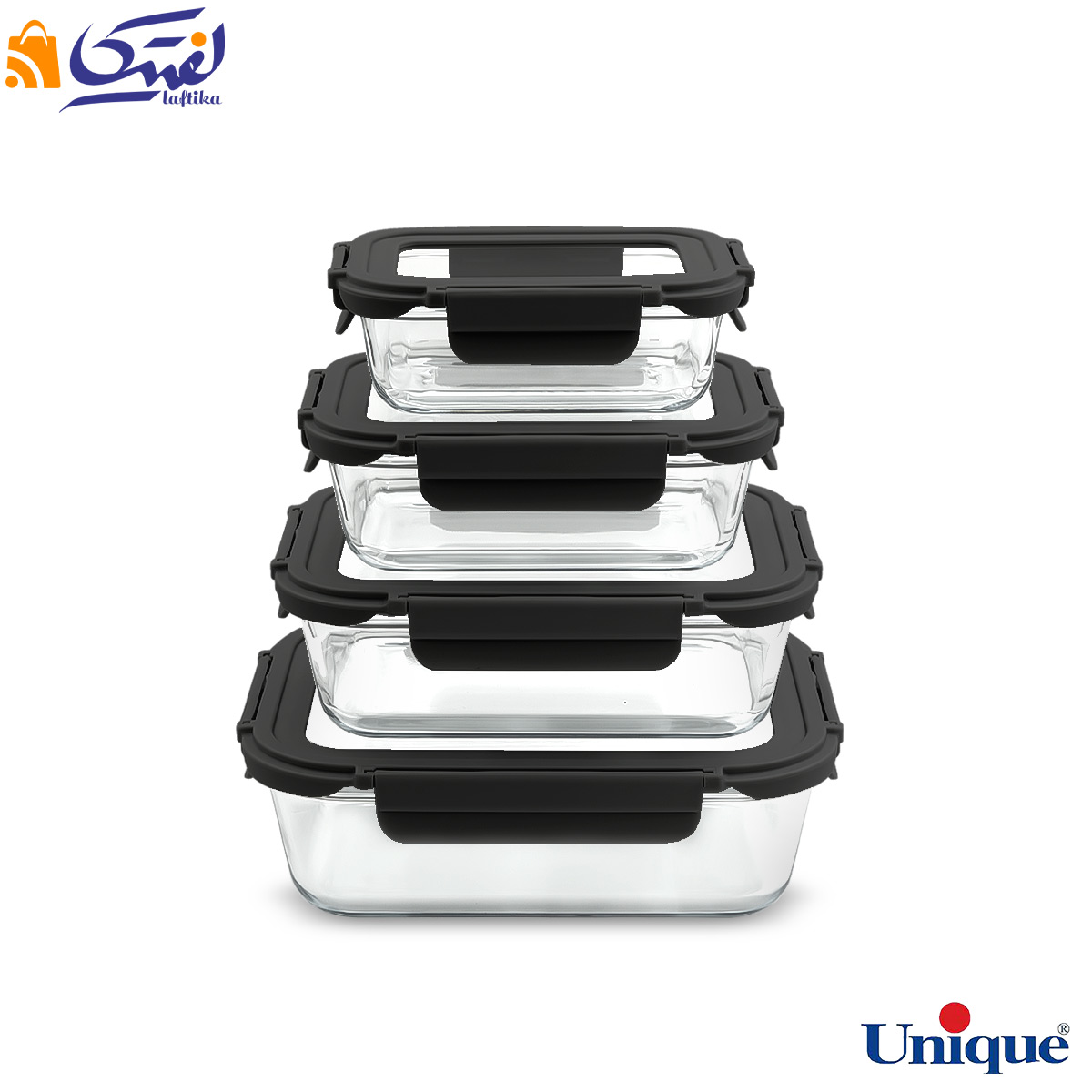 ظرف غذا مستطیل 4 عددی پیرکس یونیک UN-1400