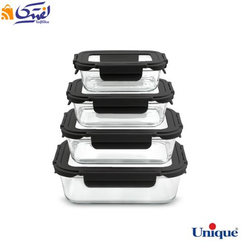 ظرف غذا مستطیل 4 عددی پیرکس یونیک UN-1400