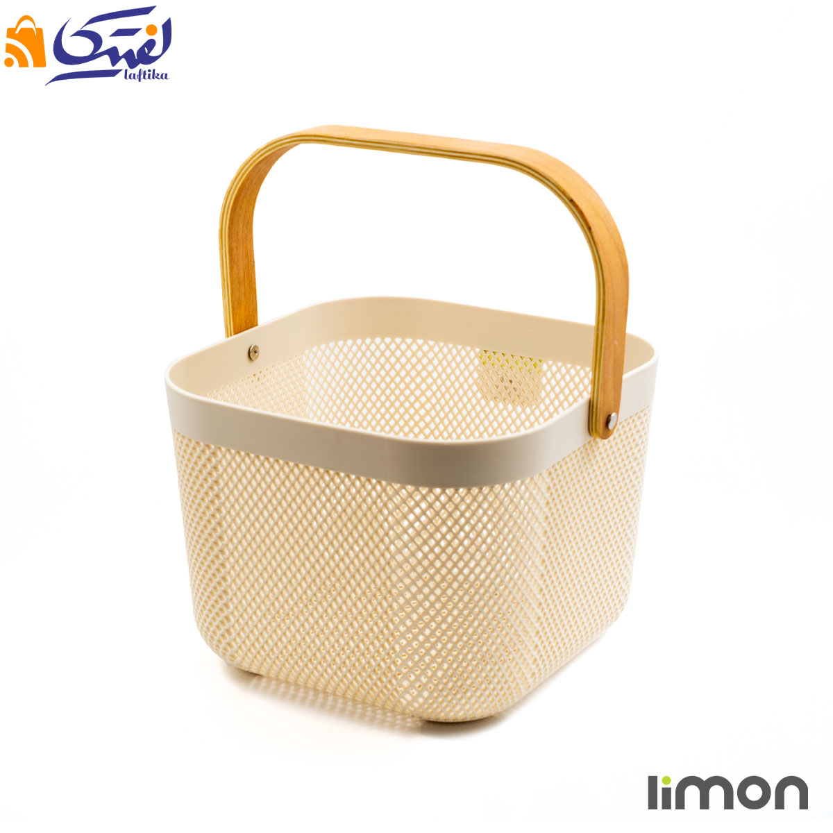 سبد مربع دسته چوبی لیمون