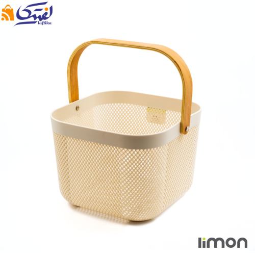 سبد مربع دسته چوبی لیمون