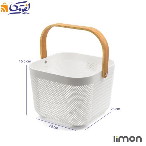 سبد مربع دسته چوبی