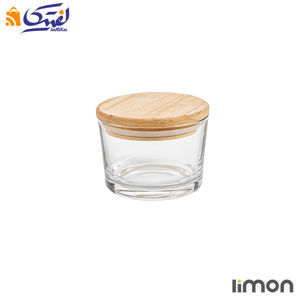ظرف شیشه ای گرد 190 سی سی در چوبی لیمون 2193