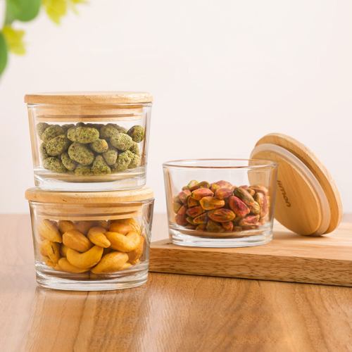 قیمت ظرف شیشه ای گرد 190 سی سی در چوبی لیمون 2193