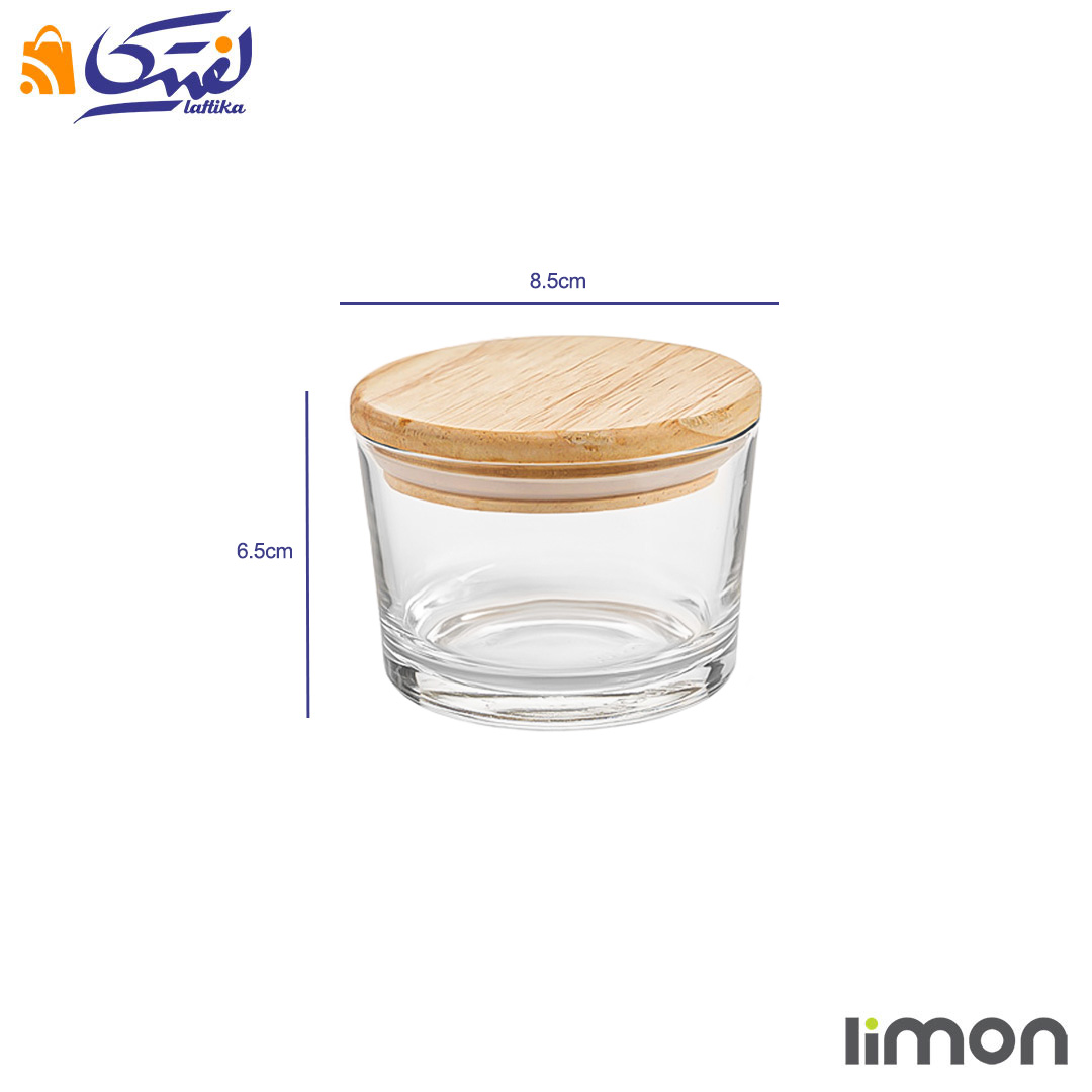 خرید ظرف شیشه ای گرد 190 سی سی در چوبی لیمون 2193