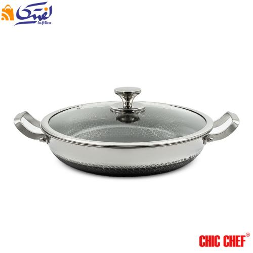 تابه استیل کربنی CC8163-32 دو دسته چیک چف