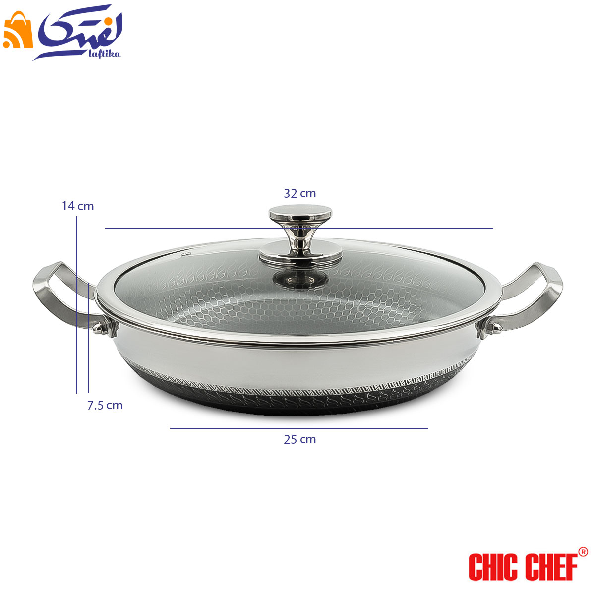 تابه استیل کربنی CC8163-32 دو دسته