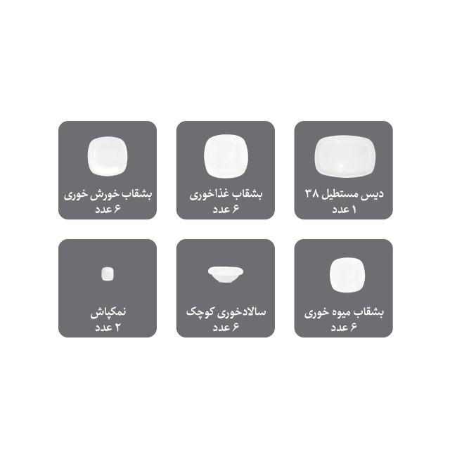 اقلام سرویس چینی زرین کواترو سمن 6 نفره 20 پارچه
