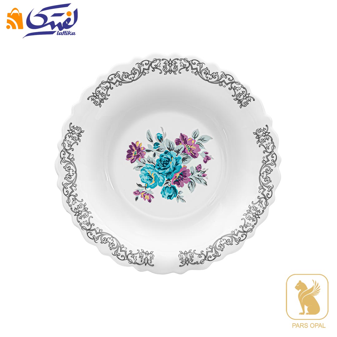 بشقاب گود 225 پارس اپال طرح نلی آبی کد 180