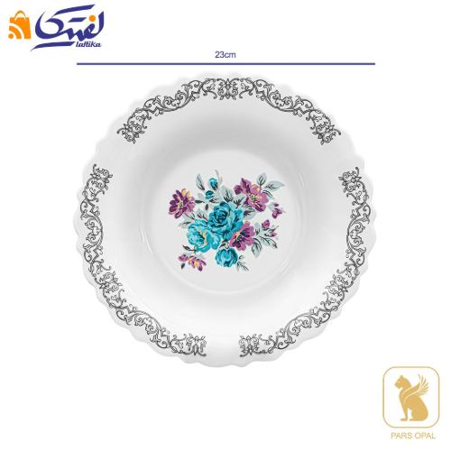 قیمت بشقاب گود 225 پارس اپال طرح نلی آبی کد 180