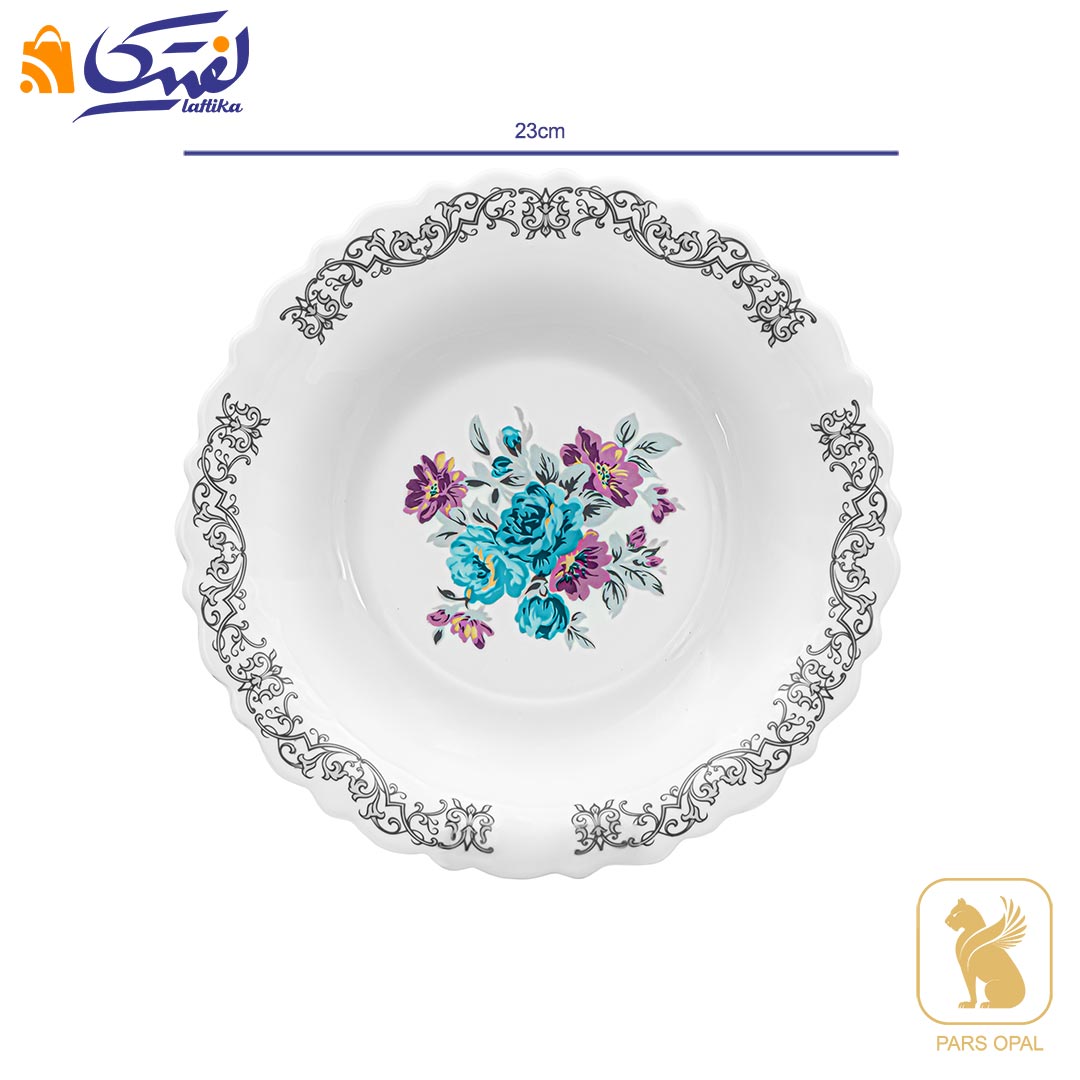 قیمت بشقاب گود 225 پارس اپال طرح نلی آبی کد 180