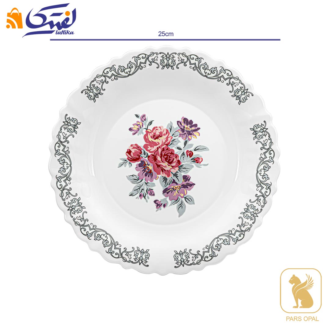 قیمت بشقاب تخت 250 پارس اپال طرح نلی صورتی کد 181