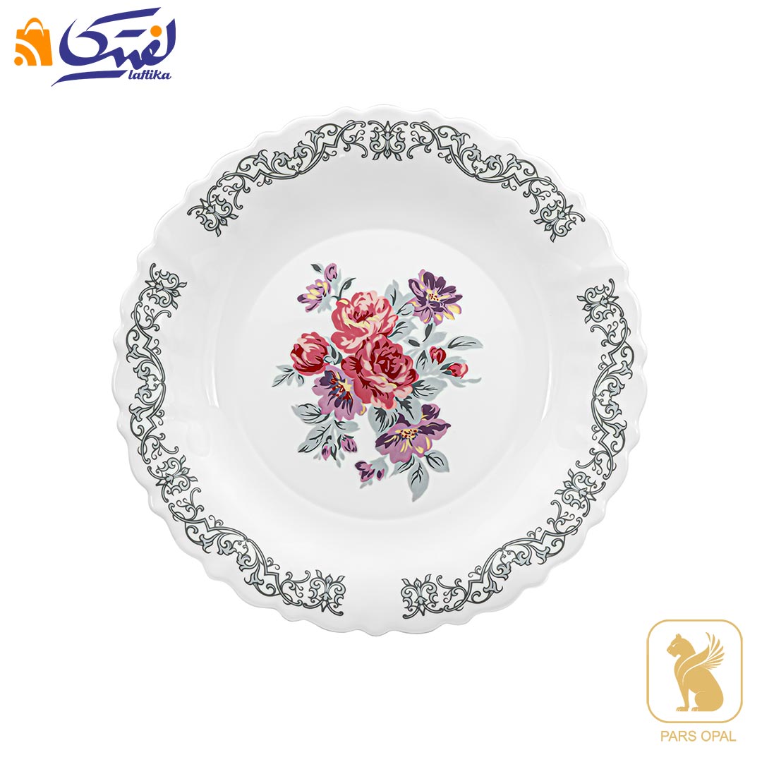 بشقاب تخت 250 پارس اپال طرح نلی صورتی کد 181