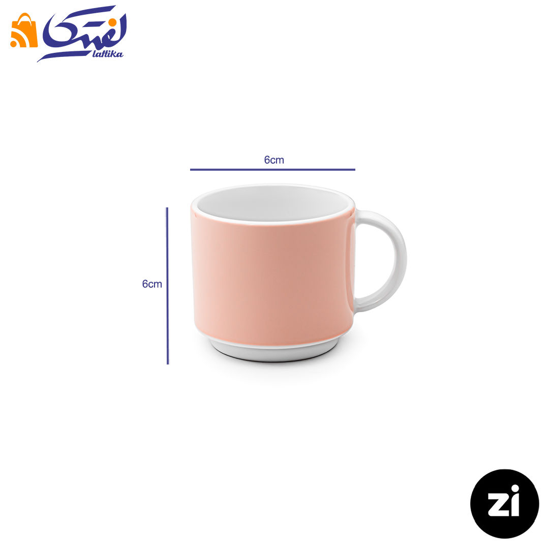 خرید فنجان قهوه خوری چینی زرین Zi فرم اس 6 پاستل گلبهی