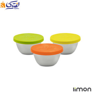 ست سه عددی پیاله استیل 100میلی لیتر دربدار لیمون 2342