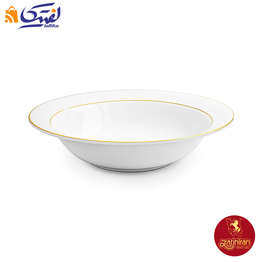 قیمت سالاد خوری بزرگ چینی زرین ایتالیا اف طرح سپید صدف سایز 25