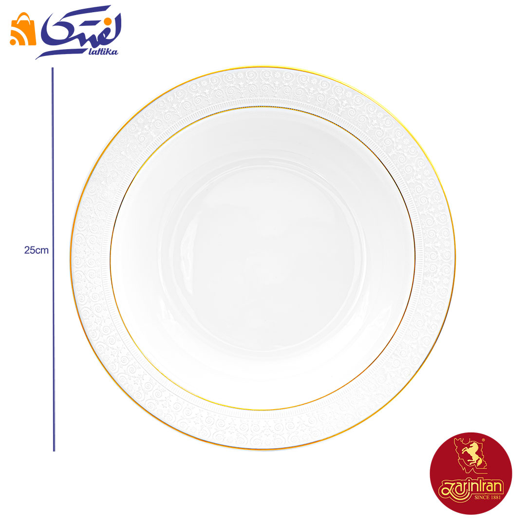 ابعاد سالاد خوری بزرگ چینی زرین ایتالیا اف طرح سپید صدف