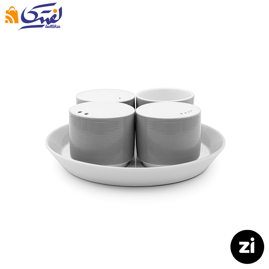 قیمت ست 5 پارچه نمک فلفل سماق چینی زرین Zi فرم اس پاستل طوسی