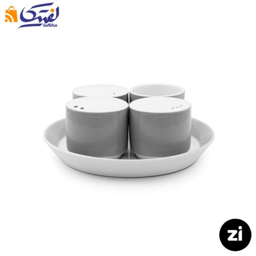 قیمت ست 5 پارچه نمک فلفل سماق چینی زرین Zi فرم اس پاستل طوسی