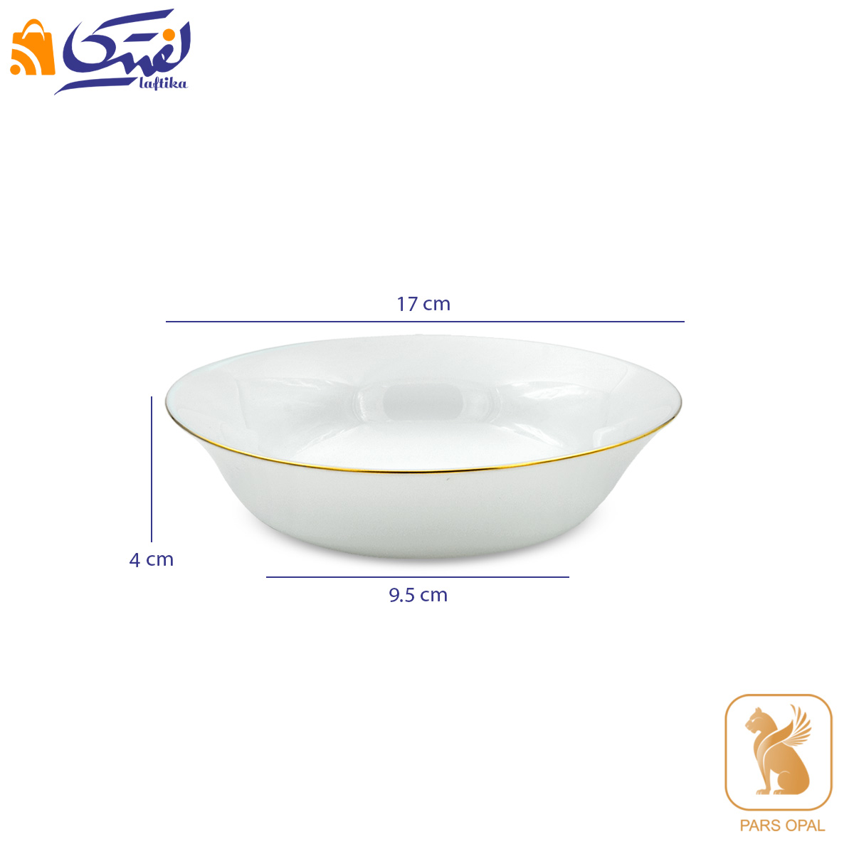 کاسه پارس اپال طرح سفید لب طلا