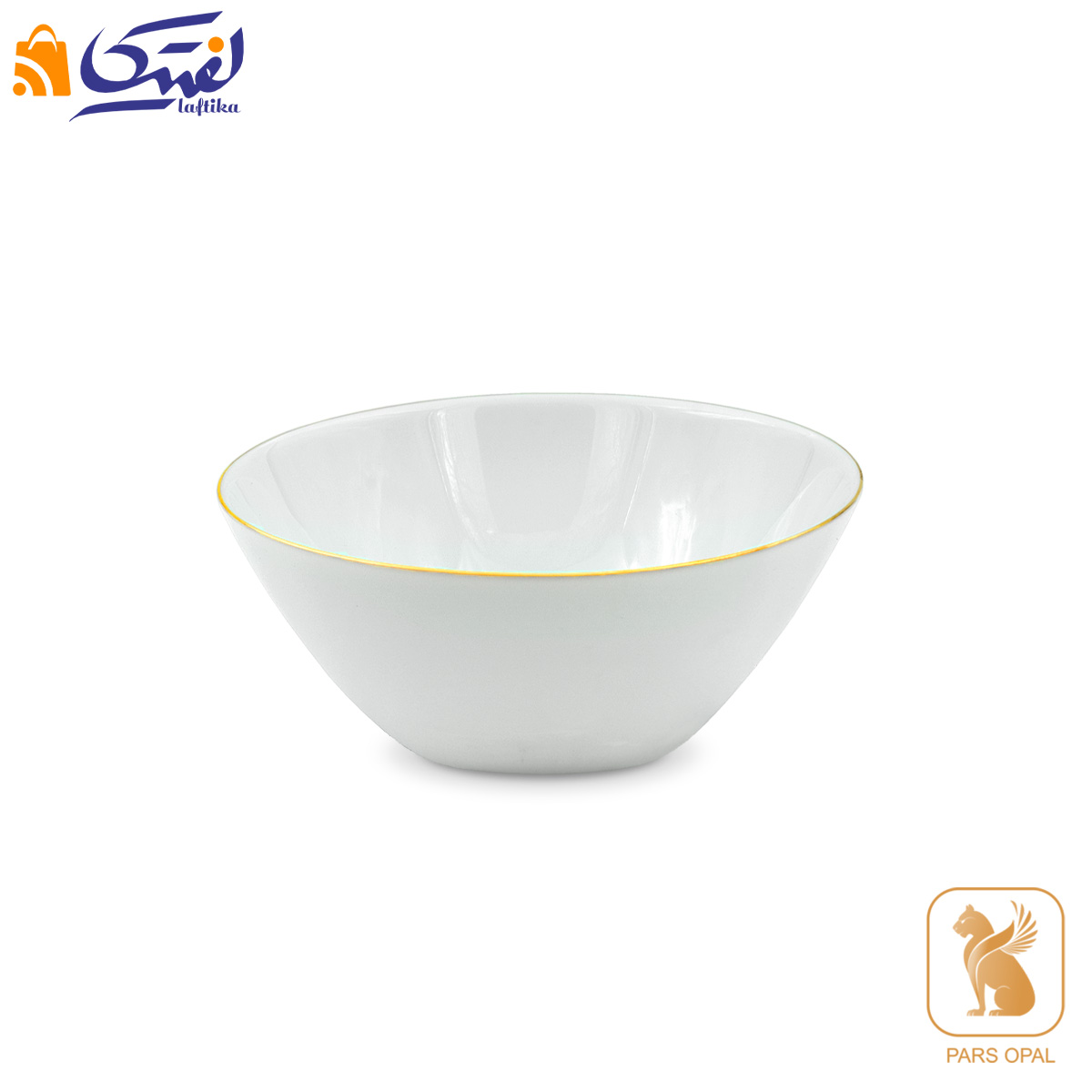 کاسه آبگوشت خوری پارس اپال طرح سفید لب طلا کد 770