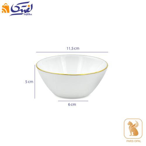 پیاله ماست خوری سفید لب طلا پارس اپال کد 720