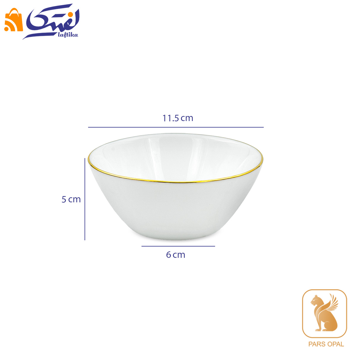 پیاله ماست خوری سفید لب طلا پارس اپال کد 720